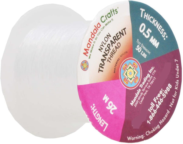 Mandala Crafts Clear Invisible Thread, Nylon Monofilament Line for  Quilting, Sewing, Hanging, Seed Beading, Hair Weaving