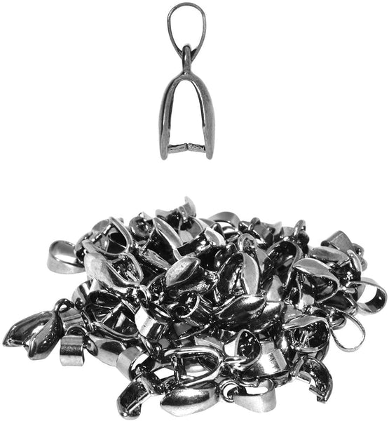 100pcs Alloy Pendant Bail Connector Pinch Clasp for Necklace DIY Jewelry Craft, Women's, Size: Small, Grey Type