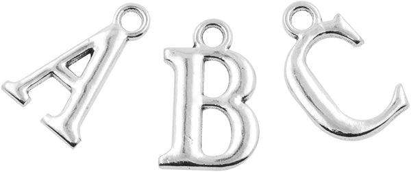 Silver Bracelet Initial Charm  Stainless Steel Alphabet Bracelet