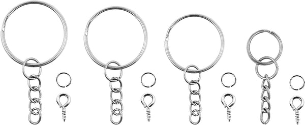 Mandala Crafts Large Stainless Steel Flat Split Key Rings for Crafts, Keys, Keychains, 20 Pieces (1 inch 25mm, Silver Tone), Women's