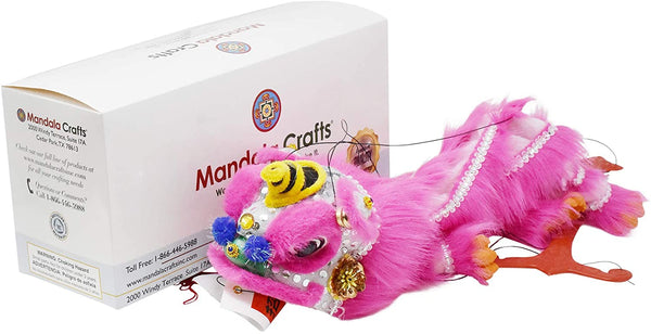 Mandala Crafts Hand String Puppet with Rod, Chinese Marionette Lion Toy