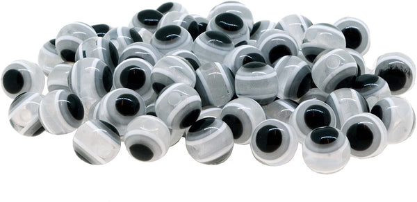 White Evil Eye Glass Beads 8mm Round