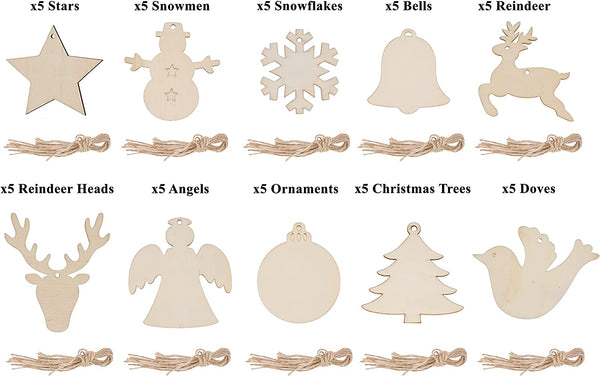Mandala Crafts 50 Sets Unfinished Wood Christmas Ornaments for Crafts –  MudraCrafts