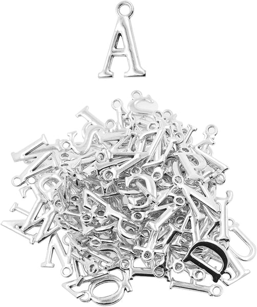 Mandala Crafts Capital Letter Charms for Jewelry Making - Silver