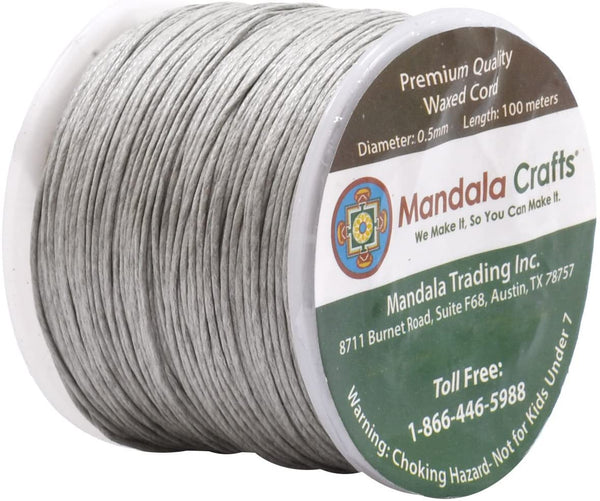 Mandala Crafts 0.5mm 109 Yards Jewelry Making Crafting Beading Macramé Waxed Cotton Cord Thread (Cream)