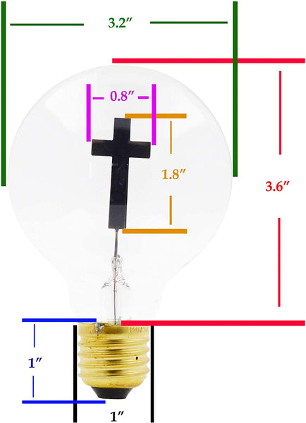 Christian Light Bulb Crucifix Bulb Jesus on The Cross Catholic Novelty Bulb 3W 120V for Pendant String Night Light by Mandala Crafts (Standard Base 1 Bulb)