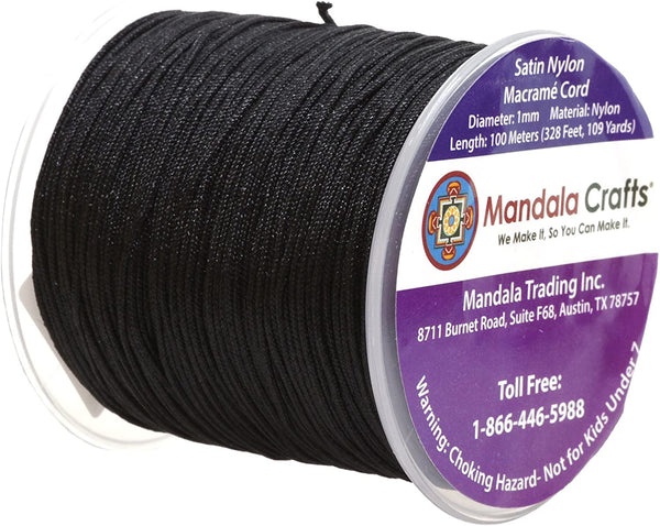 Mandala Crafts 100M 1mm Satin Nylon Chinese Knot Rattail Macramé