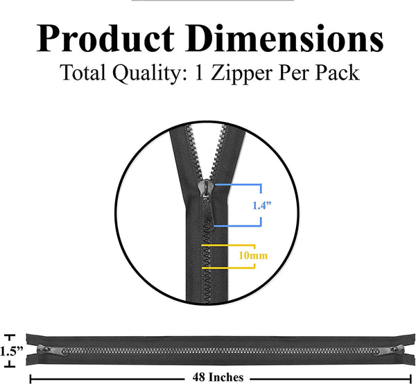 Black Zipper 4 Heavy Duty Nylon Coil Black Zipper 4 inch Non Separating  Zipper Black 4 inch Sewing Zipper Crafts Zipper