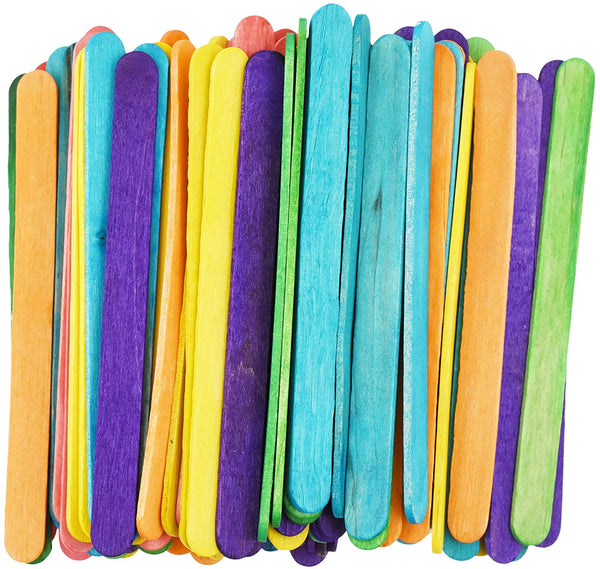 Wooden Craft Sticks, Colored Popsicle Sticks for Crafts, Rainbow