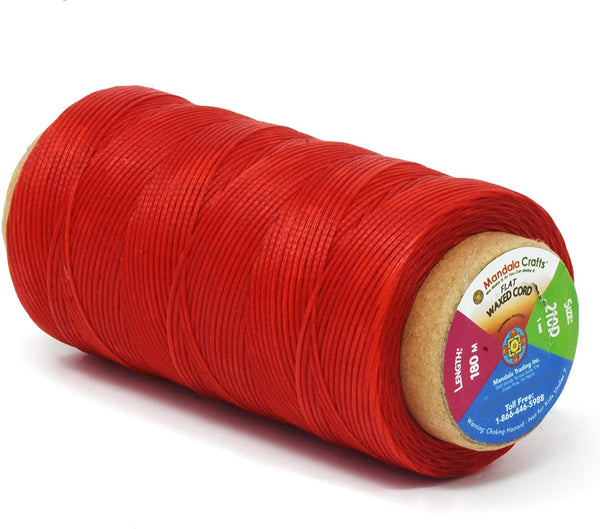 Flat Waxed Thread for Leather Sewing - Leather Thread Wax String Polyester Cord for Leather Craft Stitching Bookbinding by Mandala Crafts 210D 1mm 197 Yards Tan