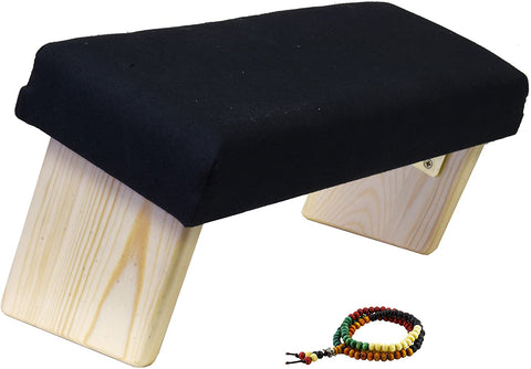 Mudra Crafts Wooden Foldable Meditation Bench Kneeling Stool for Prayer Kneeler - Ergonomic Meditation Seat Seiza Bench for Yoga - Meditation Stool with Cushion