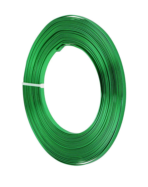 Mandala Crafts Flat Aluminum Wire for Bezel, Sculpting, Armature, Jewelry Making, Gem Metal Wrap, Gardening; Anodized Colored and Soft (Green, 10mm Wide 16.5 Feet Long 18 Gauge)