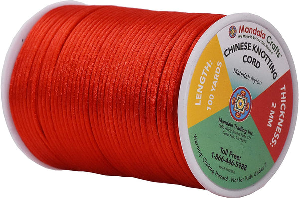 Mandala Crafts Satin Rattail Cord String from Nylon for Chinese Knot, Macramé, Trim, Jewelry Making