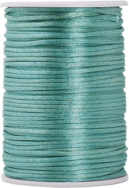 Mandala Crafts Nylon Satin Cord - 1mm Nylon Cord for Jewelry Making Beading  - 109 Yds Braided Nylon Satin String Green Nylon String for Bracelets  Rattail Trim Chinese Knot