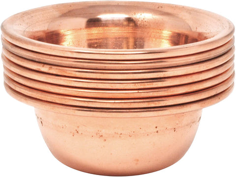 Brass Copper Offering Bowl Set of 7 Tibetan Buddhist Alar Supplies for Meditation Yoga Burning Incense Ritual Smudging Decoration by Mudra Crafts 3 Inches Brass Tone