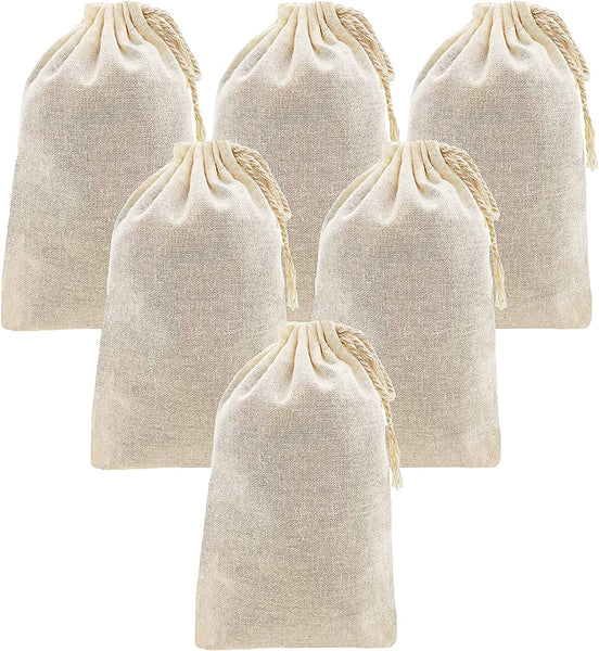 Cotton Muslin Pouches - Small Drawstring Cotton Bags (3x4
