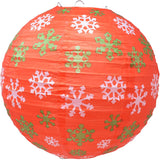 Mudra Crafts Christmas Paper Lanterns with Led Lights, Chinese Decorative Round Holiday Party Hanging Ornament Lamp Set, Traditional Red Green