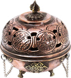 Mudra Crafts Tibetan Incense Burner – Hanging Censer Incense Burner with Chain – Brass Incense Burner with Lid for Resin Charcoal