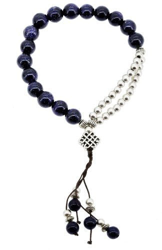 Blue Goldstone Metal Beads Love Knot Bracelet, Goldstone Bracelet, Infinity Knot Bracelet