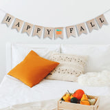 Mandala Crafts Happy Fall Banner - Happy Fall Burlap Banner Happy Fall Sign - Fall Festival Banner Thanksgiving Banner for Fireplace Mantel Happy Fall Decor