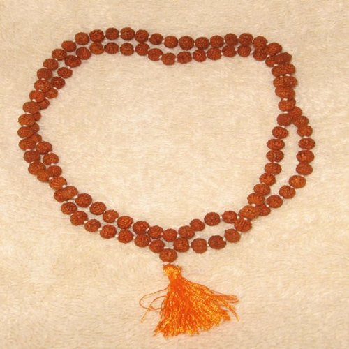 Buddhist Rudraksha Mala with Yellow Tassel