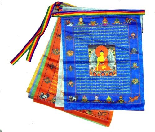 Prayer Flags Satin Large Buddha Tibetan Buddhist Wind Horse