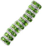Mandala Crafts 8mm Silver Rondelle Spacer Beads for Jewelry Making – Faceted Rhinestone Beads Crystal Rondelle Beads for Jewelry Making Bracelet Necklace Peridot