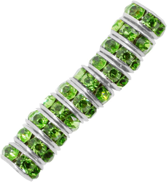 Mandala Crafts Crystal Glass Rondelle Spacer Beads for Jewelry Making, Beading, Crafting; Silver Tone 8mm Peridot Color