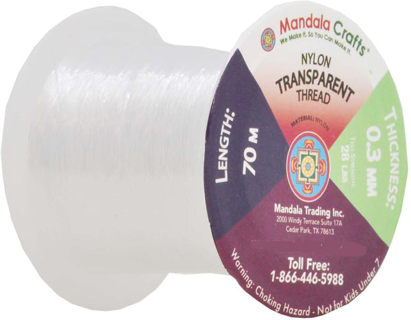 Mandala Crafts Clear Invisible Thread, Nylon Monofilament Line for Quilting, Sewing, Hanging, Seed Beading, Hair Weaving