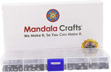 Mandala Crafts Letter Alphabet Pony Bead Set for Bracelet, Rave Kandi Jewelry Making; White on Black 6mm Sorted 600 Bead Letters;