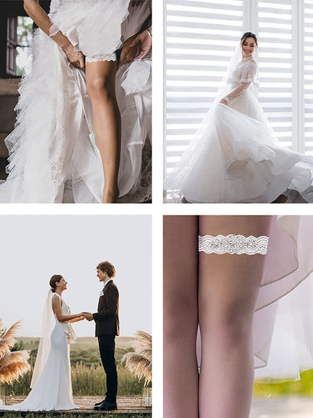 Bridal Garter Wedding Bow Lace Garter for Bride Rhinestone S23