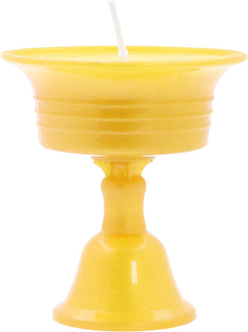 Mudra Crafts Tibetan Tealight Vanaspati Ghee Butter Lamp Candle Set (Transparent Holder)