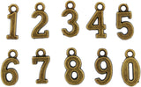 Number Charms for Necklaces, Bracelets, Pendants, Jewelry Making, 0-9 Metal Craft Numbers, 9 Sets 90 PCs, by Mandala Crafts
