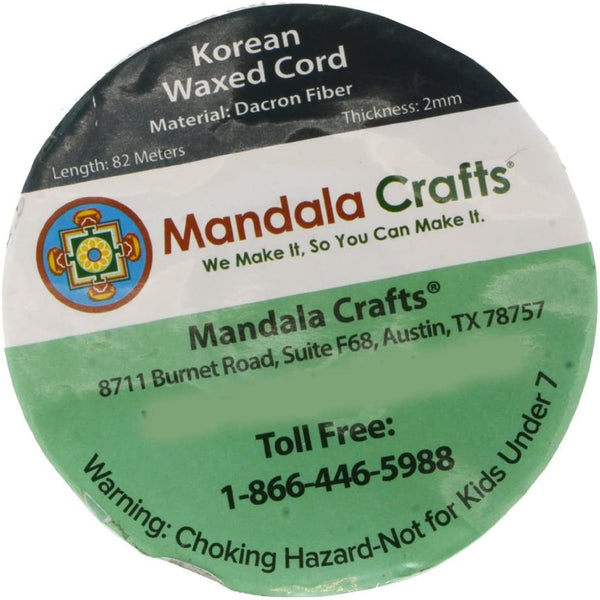 Mandala Crafts Macrame Supplies Extra Long Korean Wax Polyester Beading Craft Cord Thread (2mm (89 Yards Long), Black)