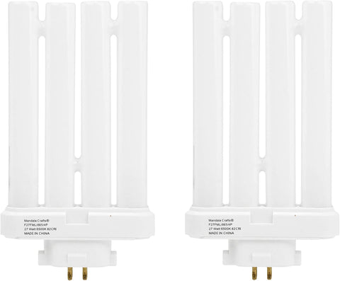 FML27 27-Watt 6500 K Compact Fluorescent Light Bulb with Quad Tubes, 4-pin, GX10q-4 Base; 2 Pack; by Mandala Crafts