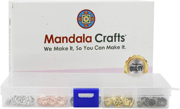 Mandala Crafts Metal Bead Caps for Jewelry Making Bulk Assorted Pack - Bead End Caps for Jewelry Making – Cap Beads for Bracelet Necklace Earrings