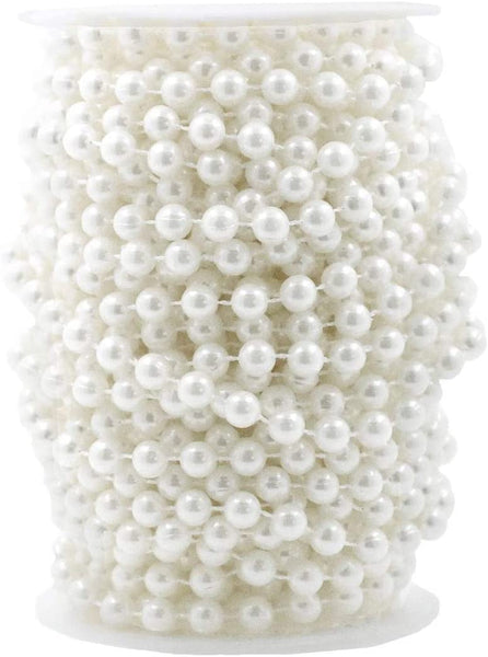  Mandala Crafts Faux White Pearl Beads Garland - 8mm 20 Yds  White Pearl Strands Spool Pearl String Bead Roll Pearl Garland for Wedding  Party Christmas Tree Decoration