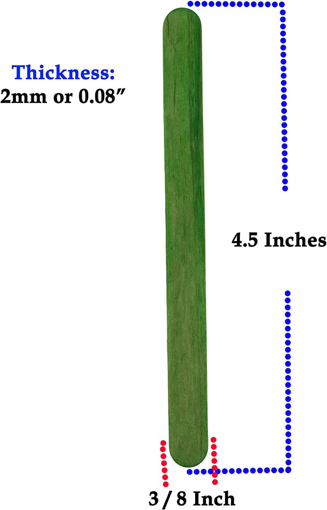 1000 Sticks, Jumbo Wood Craft Popsicle Sticks 6 Inch (Green)
