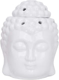 Mudra Crafts Buddha Head Statue Ceramic Essential Oil Burner - Tealight Wax Burner with Lid – Candle Wax Melt Burner Buddha Decor Aromatherapy Diffuser