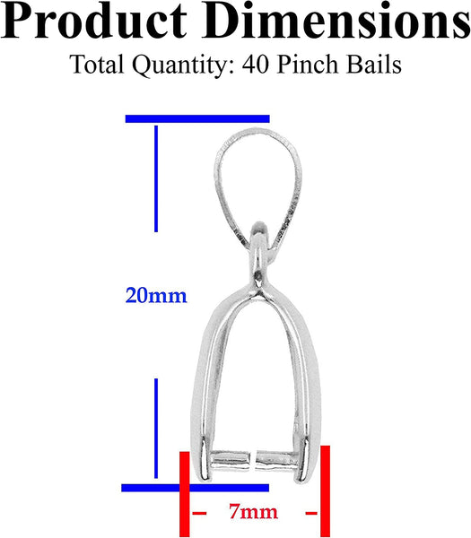 4, 20 or 50 Pieces: Silver Pinch Jewelry Pendant Bails
