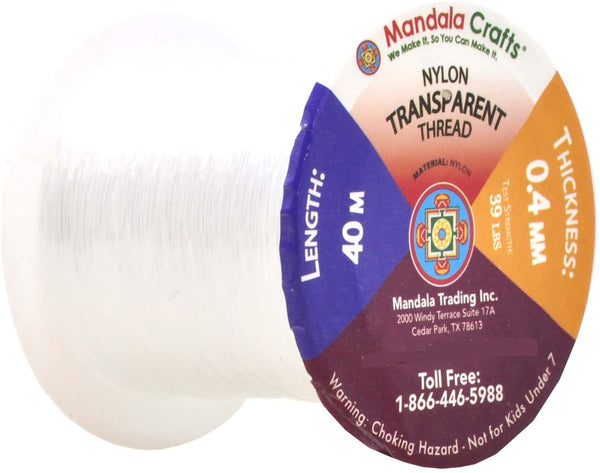 Mandala Crafts Clear Invisible Thread, Nylon Monofilament Line for Quilting, Sewing, Hanging, Seed Beading, Hair Weaving