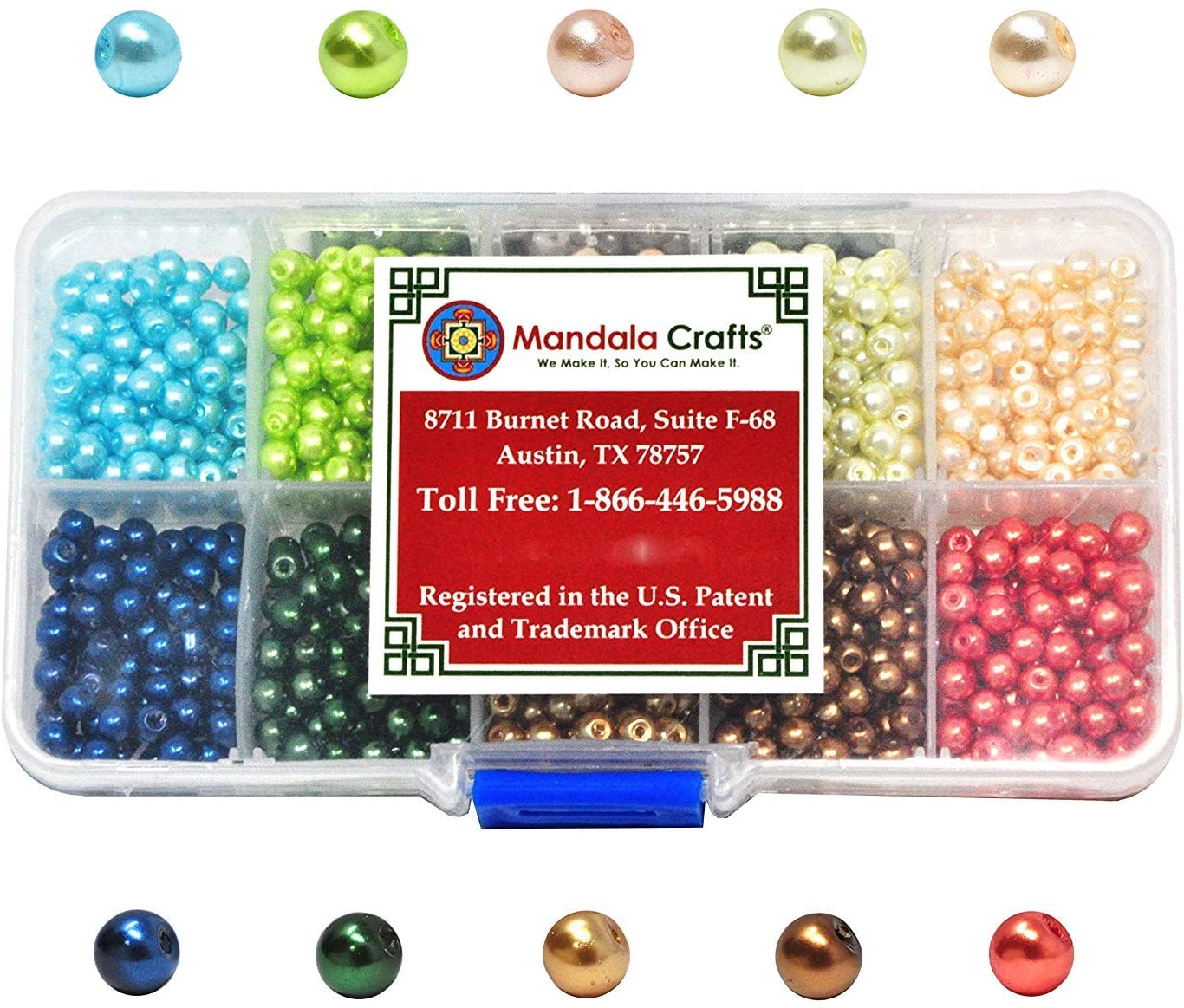 Mandala Crafts Glass Pearl Beads for Jewelry Making Spacers – Loose Faux Pearls for Crafts – Loose Fake Pearls for Jewelry Making Craft Pearls Vase Fillers 4mm 10 Colors Combo 2 1000 PCs