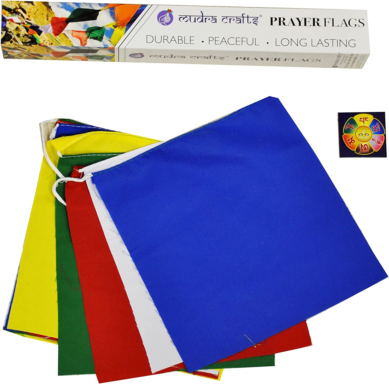 Mudra Crafts Large Tibetan Prayer Flags Outdoor Large Lungta - Nepalese Prayer Flags - Prayer Flag Banner Blank Prayer Flags