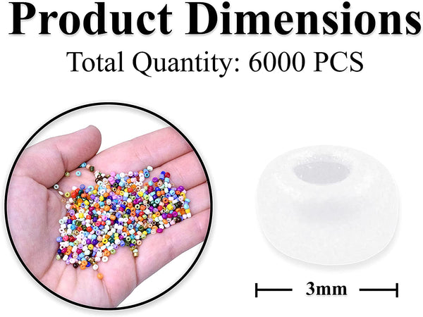 Mandala Crafts 6000 PCs 3mm Glass Seed Beads for Jewelry Making
