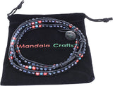 Mandala Crafts Leather Stackable Bohemian Bracelet for Women – Pink Layering Freshwater Cultured Pearl Beaded Leather Boho Wrap Bracelet – Hippie Multi Layered Bracelets for Women