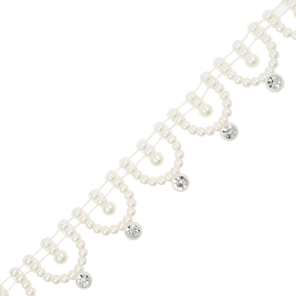 Crystal Circle Rhinestone Applique Silver or Gold Setting w/ Pearls Bridal  Trim