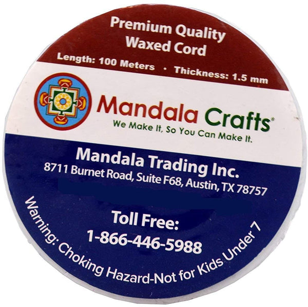 Mandala Crafts 1.5mm 109 Yards Jewelry Making Beading Crafting Macramé Waxed Cotton Cord Rope (Cream)