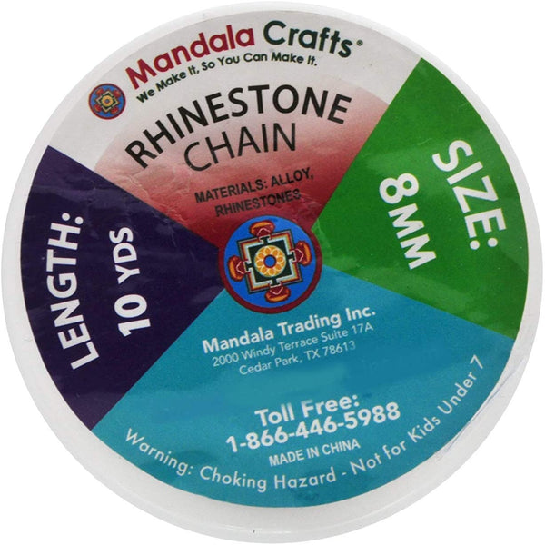 Mandala Crafts DIY Rhinestone Chain – Rhinestone Trim Cup Close Chain - Rhinestone Roll Crystal Chain Rhinestones for Crafts Sewing Jewelry Making Decoration 1 Row 2mm 20 Yards Silver AB Rhinestone