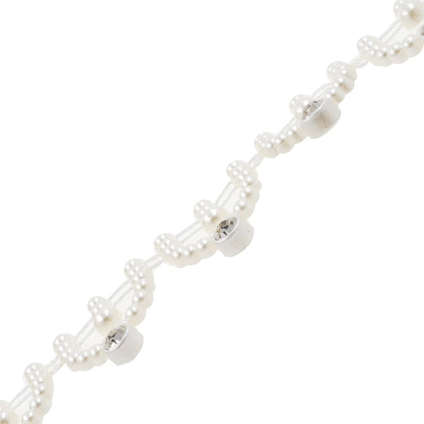 Mandala Crafts Flatback Pearl Applique Banding - Crystal Pearl