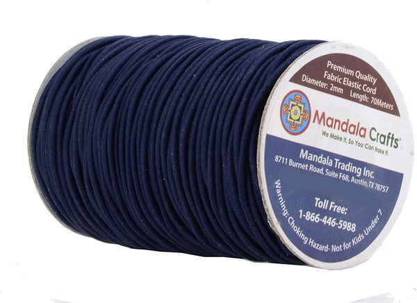 Mandala Crafts 2mm 76 Yards Fabric Elastic Cord, Round Rubber Stretch –  MudraCrafts